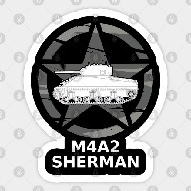 M4A2 Sherman medium tank of the US Army WW2 Sticker by FAawRay